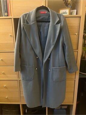 Dusty Blue coat with military style buttons